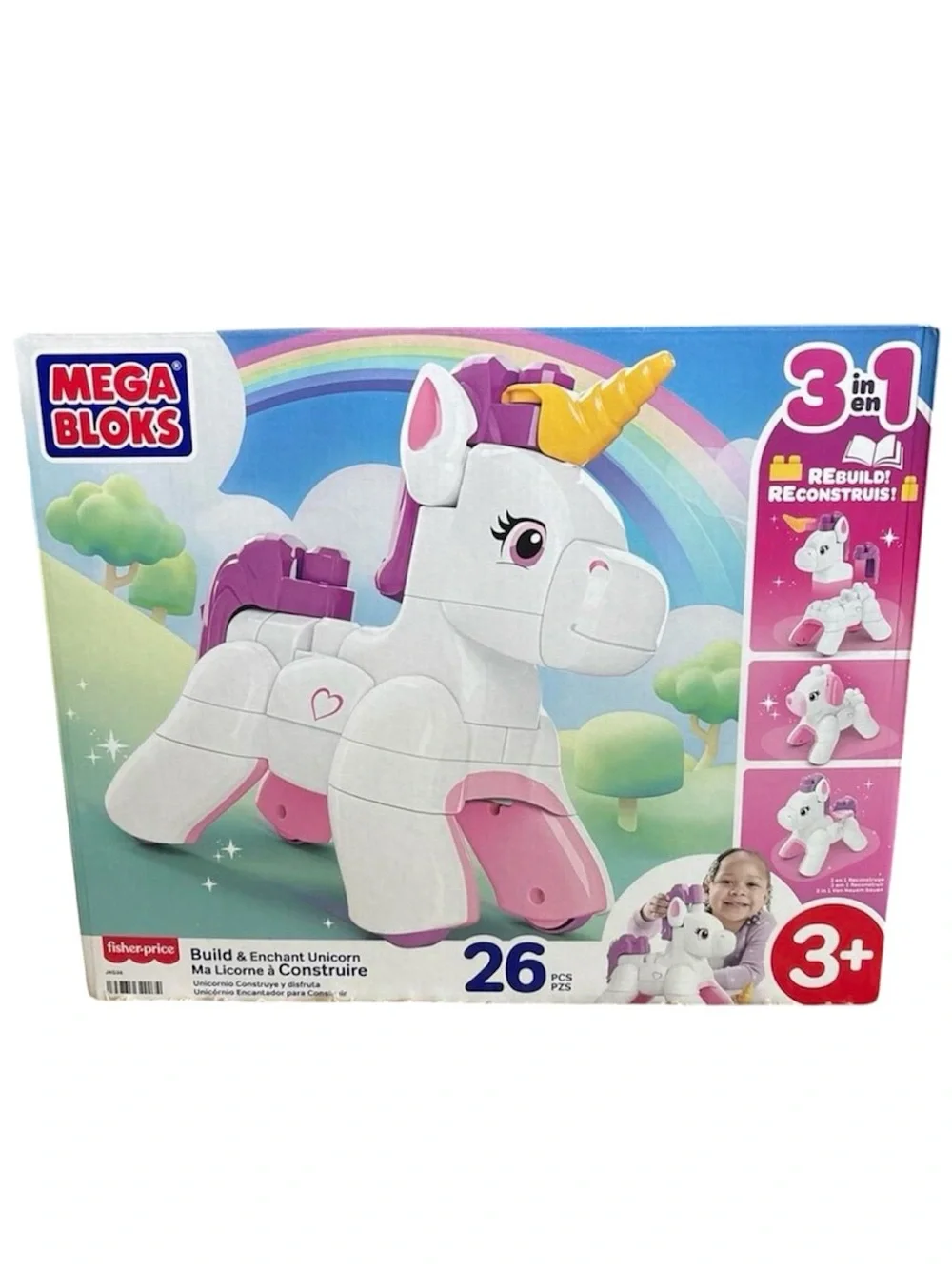 Mega Bloks Build & Enchant Unicorn Toy - White and Pink